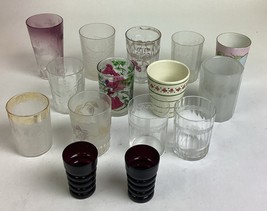 Lot Of 15 Miscellaneous Tumblers - Northwood, EAPG - Floral/Etched/Frosted - $453.96 MXN