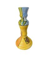 Italian Hand Painted Ceramic Candle Holder 8.5 Inch Colorful Art Pottery... - $24.30
