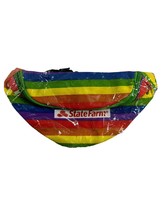 State Farm Rainbow Fanny Pack Waist Belt Bag 11&quot; X 6&quot; Festival Zip Close... - £9.34 GBP