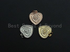 CZ Micro Pave Circled Heart Shaped Pendant/Charm, Heart Cubic Zirconia Pendant - £3.14 GBP