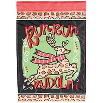 Reindeer Run Double Applique Garden Flag 13X18 Inches - £16.82 GBP