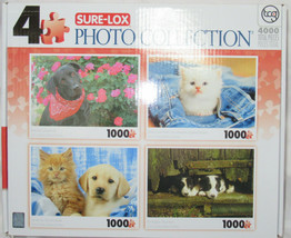 Sure Lox 4 - 1000 Piece Puzzles Kitten in Jean Pocket Cat and Lab 2 puppies - £50.79 GBP
