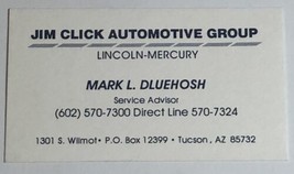 Jim Click Automotive Group Vintage Business Card Tucson Arizona bc2 - £3.10 GBP