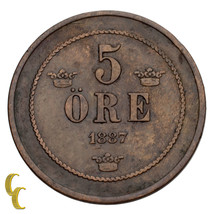 1887 Sweden 5 Ore (VF) Very Fine Condition - $30.38