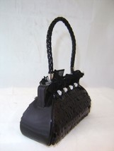 Black Sequined Purse Money Bank  Handbag Poly Stone Top Slot Cash Savings Ladies