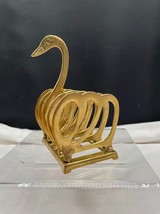 Brass Swan Crane Goose Bird Letter Holder Toast Holder Napkin Holder Vin... - £14.80 GBP