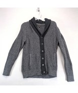 Banana Republic Gray Black Cardigan Sweater Men&#39;s S Button Close Pockets... - $39.32 CAD