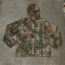 Realtree XTRA Hunting Jacket Camo Hooded Mens SZ LARGE Lined Softshell Full Zip - £37.51 GBP