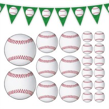 Baseball Party Pennant Banner Garland and Assorted Cutout Decorations - £10.56 GBP
