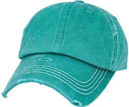 Turquoise Vintage Washed Distressed Cotton Stitching Hat Baseball Cap Ad... - $483.25 MXN