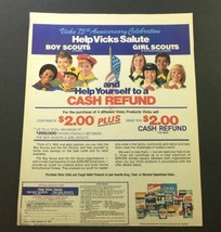 VTG 1981 Vicks Cold &amp; Relief Cough Products Salute Boy &amp; Girl Scouts Ad Coupon - £14.97 GBP