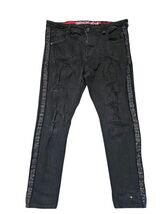 Smugglers Moon Black Rhinestone Stripe Jeans | Waist 42 x Length 32| Str... - $39.20