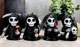 Ebros Time Waits for No Man Mini 4&quot; Tall Chibi Grim Reapers Figurines Se... - £26.50 GBP