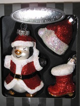 Radko Celebrations Xmas Ornament Santa Suit Penguin Boot Hat 25 Anniversary Set  - £39.10 GBP