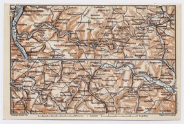 1911 Antique Map Of Vicinity Of Bad Ems Nassau Diez Limburg Leun Runkel Germany - £13.55 GBP