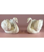 Goebel White Porcelain Swan Set of Two West Germany ZV 103/I - $15.83