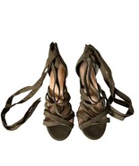 Torrid Ankle Wrap Strappy Chunky Heel Sandals Olive Green Lace Up Size 1... - $31.19