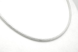  Sterling Silver 16&quot; Diamond Cut Omega Wire Necklace  - £47.16 GBP