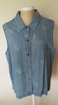 Decorated Originals Blue Jean Shirt with AB Butterflies and Dragonflies Top - $14.99