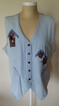 Gloria Vanderbilt Blue Jean Vest Top with Birdhouses 2X Plus Size Gals - £14.45 GBP