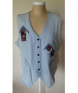 Gloria Vanderbilt Blue Jean Vest Top with Birdhouses 2X Plus Size Gals - £14.21 GBP