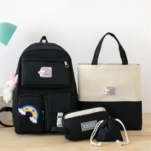 4pcs Large-capacity Cute Women Multi-Pocket Nylon Backpack Junior High School St - £94.55 GBP