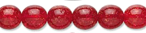 8mm Czech Round Druk Glass Beads, Transp Ruby Red Crackle 16 in, 52 - $5.50