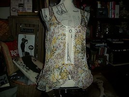 BAND OF GYPSIES Adorable Floral Sheer Top Size S - £7.96 GBP