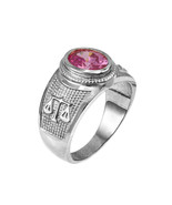 Sterling Silver Libra Zodiac Sign October Birthstone Pink CZ Ring - £47.12 GBP