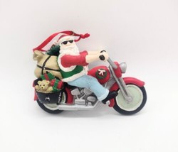 Santa Claus Motorcycle Christmas Ornament Resin Holiday Toys Bottle Brush Tree - £6.03 GBP