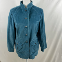 J. Jill Women Jacket Blue Teal Stretch Velvet corduroy Petites 14P - £17.29 GBP