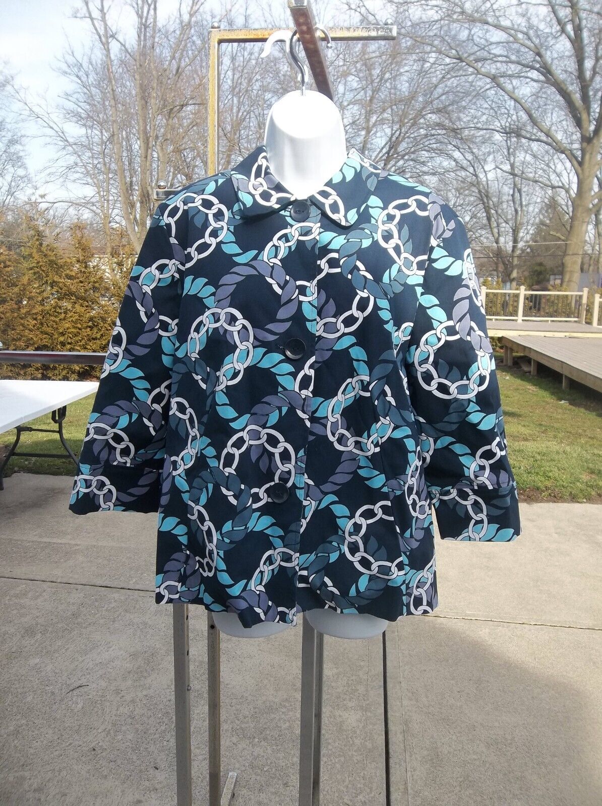 Primary image for NWOT ALFRED DUNNER BLUE CHAIN PRINT JACKET 16