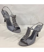 The Touch of Nina Shoes Womens Grey Satin Ruffle Slingback Heel Shoes Sz 9M - £23.89 GBP