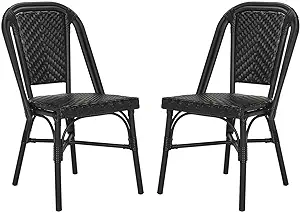 Safavieh PAT4013A-SET2 Outdoor Collection Daria Black Stacking Side Chair - $479.99
