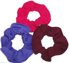3 Purple Burgundy Gyspy Pink Lightweight Knit Fabric Hair Scrunchies by Sherry  - £17.48 GBP