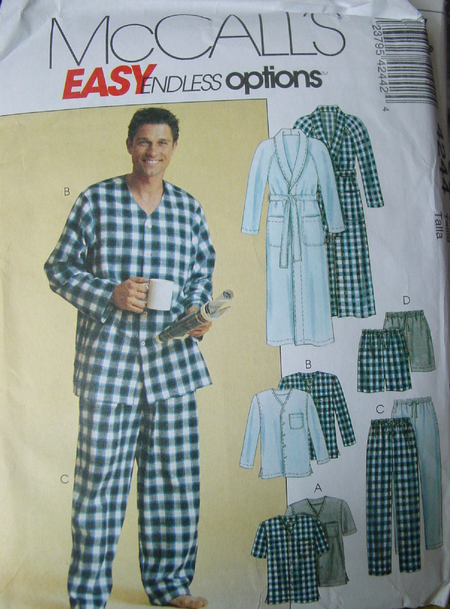 Pattern 4244 Men's Pajamas and Robe sizes XLG-XXLG Nightwear - £4.78 GBP