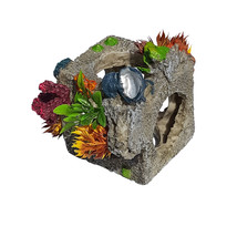 Stone Cube w/Plants Resin Fish Tank Cave or Hide for Aquariums Decoration - £14.08 GBP