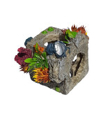 Stone Cube w/Plants Resin Fish Tank Cave or Hide for Aquariums Decoration - £13.89 GBP