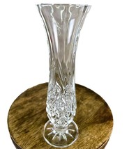 Crystal Cut Fluted Bud Vase Diamond Fan Vase 8 3/8&quot; VTG - $8.91