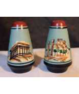 Greek Souvenir Hand Painted Salt &amp; Pepper Shakers Greece Acropolis Parth... - $13.56 CAD