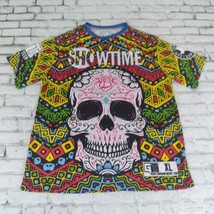 Go Team Jersey Mens XL Colorful Sugar Skull All Over Print Short Sleeve Crew - £12.78 GBP