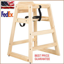 New Restaurant Style Wooden High Chair with safety belt SOLID WOOD $10 Rebate - £99.36 GBP