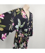Apt.9 Short Tie Robe Women Size XL Black Floral Pockets Light - $11.88
