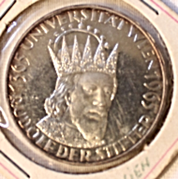 Austria Silver 50 Schilling 1963 Proof Wien University King Rudolf der Stifter - $50.00