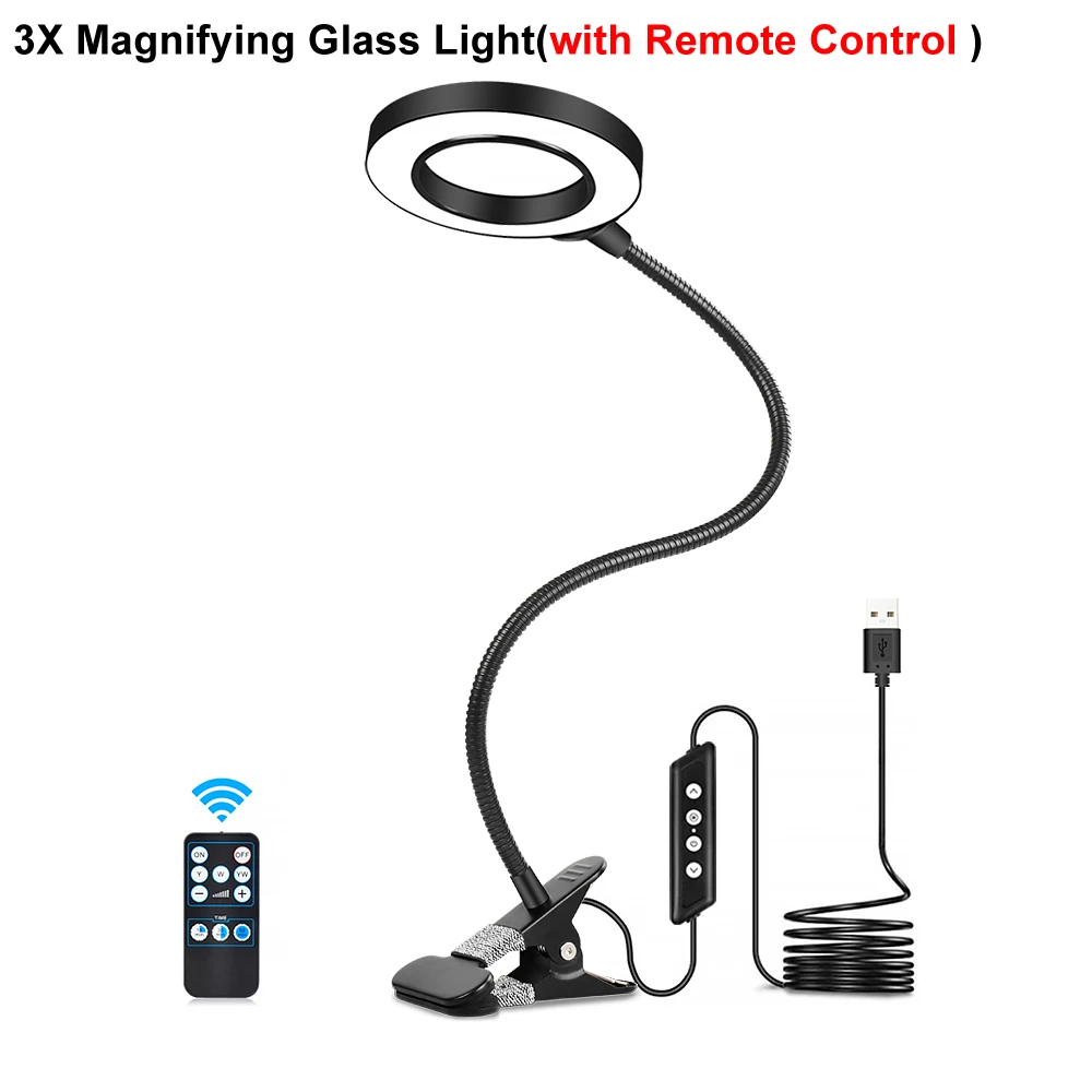 Newacalox Remote Control Table Lamp Desk Clamp 3X Led Magnifying Gl Usb Desk Lam - £214.47 GBP