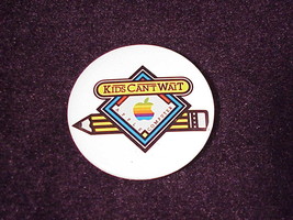 Apple Computer Kids Can't Wait Pinback Button, Pin, circa 1983 - $8.95