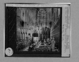 In choir of westminster abbey  Note damaged Magic Lantern 4 X 3 1/4 glas... - $4.99