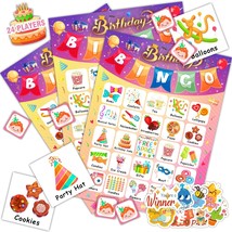 Birthday Bingo Game for Kids Toddlers 24 Players Happy Birthday Bingo Cards with - £16.58 GBP