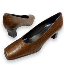 LifeStride Studio Croc Leather Embossed Heels Pumps | 6.5 Brown - £29.89 GBP