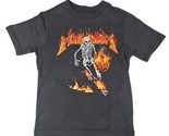 Boys Gray Short Sleeve Fire Halloween Skeleton T-Shirt Tee Shirt Size S ... - £7.13 GBP